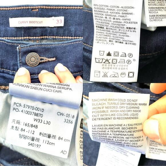 Levis Denim Women’s Curvy Bootcut Jeans Mid Rise Dark Blue Stretch - Picture 4 of 12